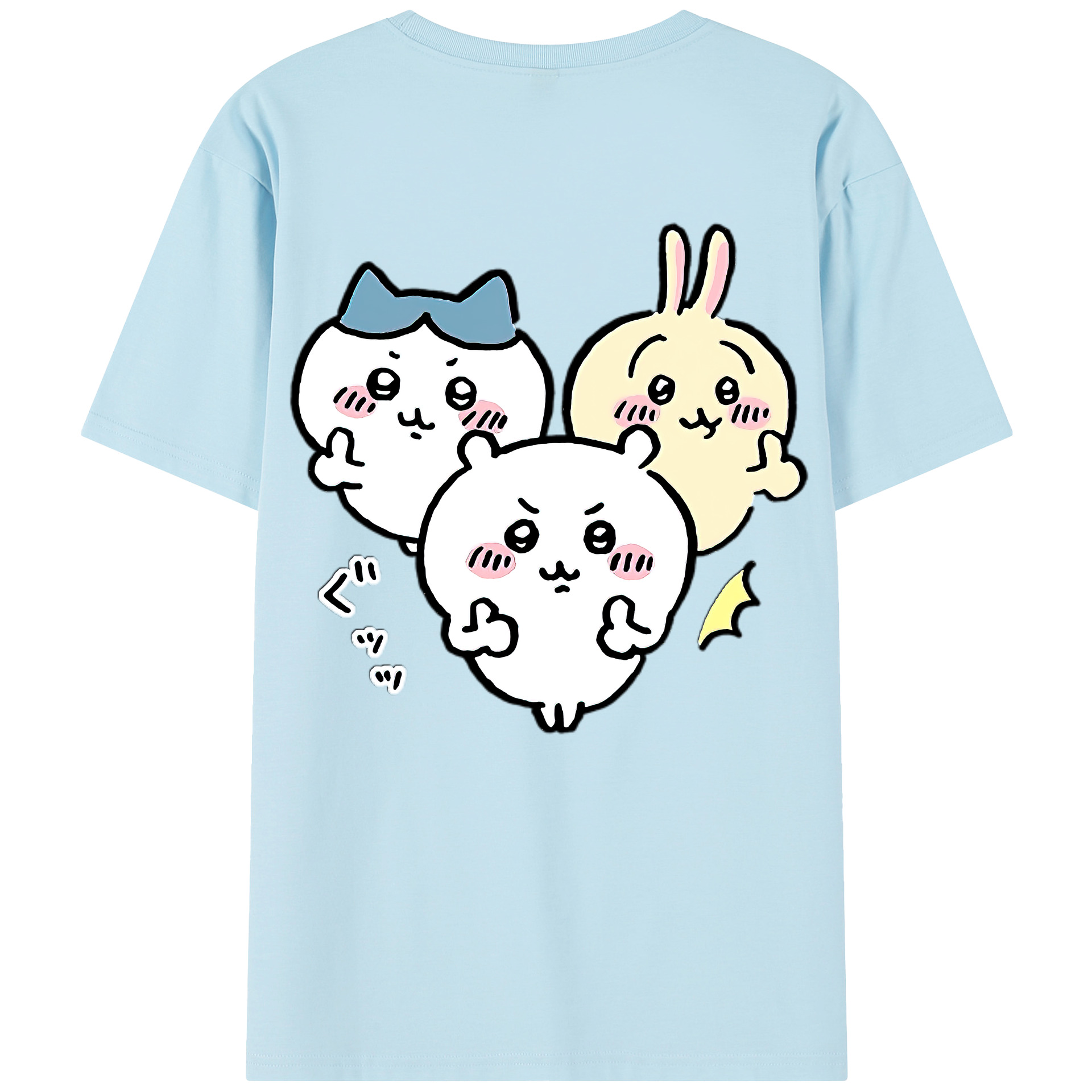 （画像用） ちいかわ うさぎ Chii-kawa usagi 綿100％半袖Tシャツ（背面プリント）